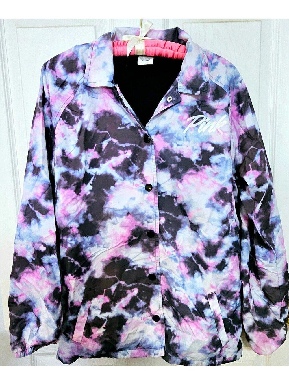 VICTORIA'S SECRET Love PINK Tie-Dye 1986 Lined Windbreaker Jacket Size XS